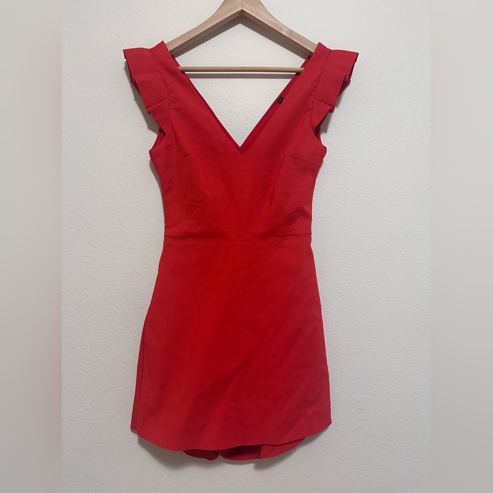 Elegant Red V-Neck Dress